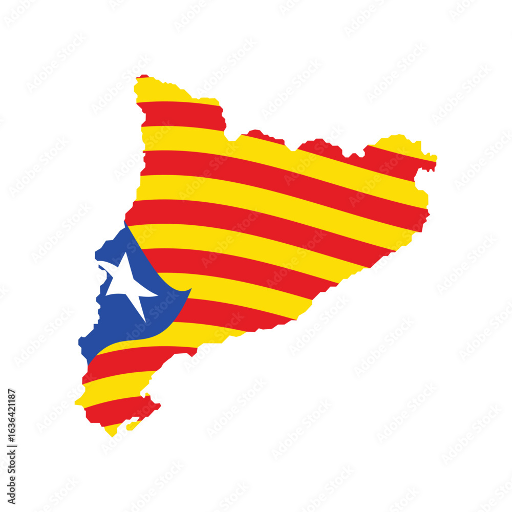 Obraz premium Catalonia Map Black Vector with Flag Base Design