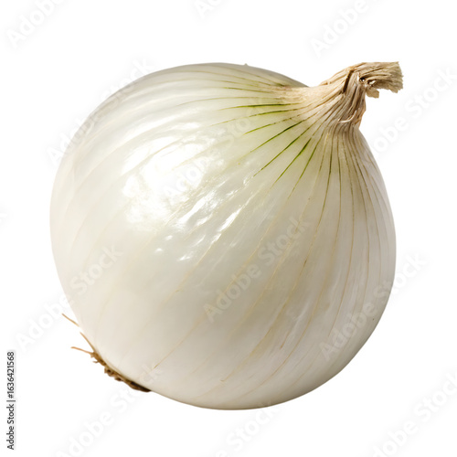 A whole single pearl onion isolated on a transparent background