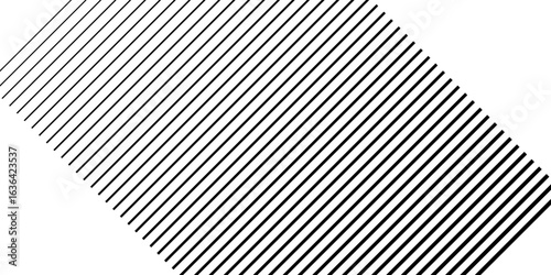 Horizontal line pattern. From thin line to thick. Parallel stripe. Black streak on white background. Straight gradation stripes. Abstract geometric patern. Faded dynamic backdrop. Vector background