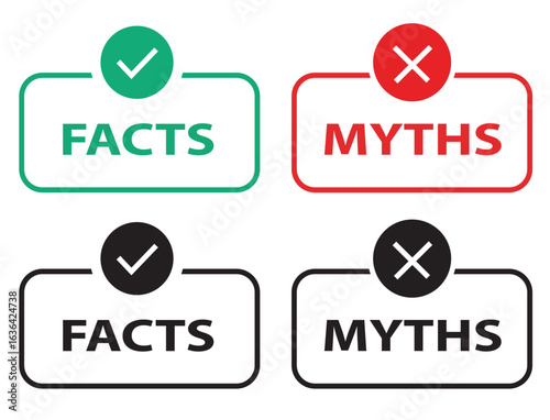 Facts and Myths Icons Set