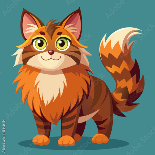 vector illustration of maine coon, standing majestic, cartoon