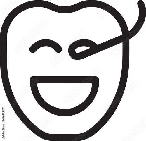Silhouette vector of a smile with dental floss and shine, ideal for oral care, hygiene, and dental health themes.