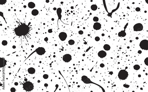 Abstract textured effect. Vector Illustration. Black isolated  Distressed overlay texture.  Ink Splatter Pattern Black and White Seamless  on white background