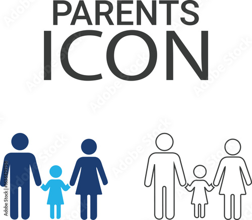 Parents' Line art icons design. Containing parents, mother, father, children, baby, grandparents, and household icons. Solid icon collection. Vector illustration.