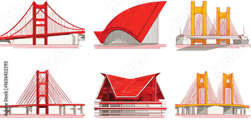Colorful architectural structures illustration