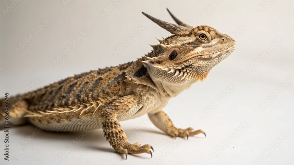 Naklejka premium Horned Lizard on studio background