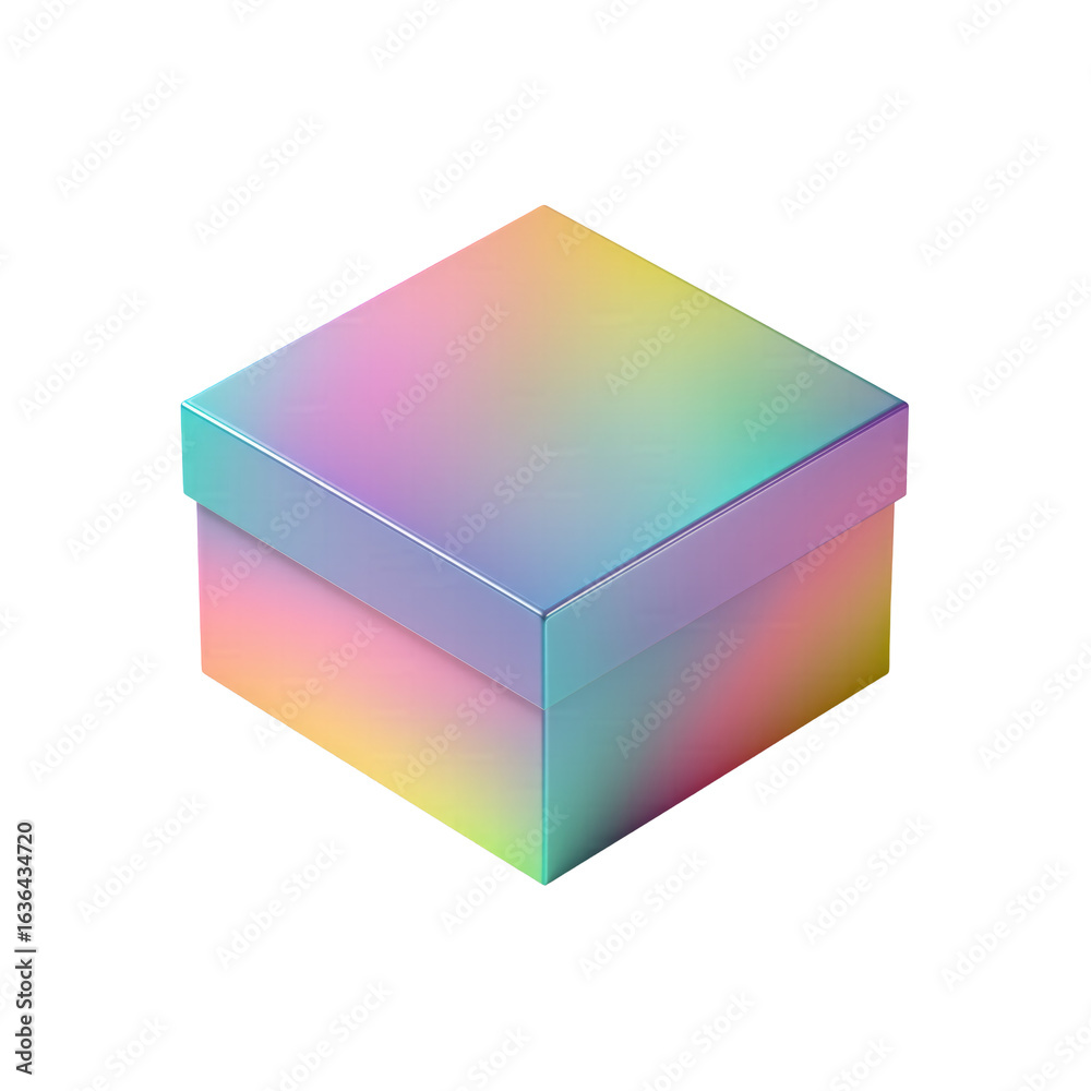 Fototapeta premium Pastel Gradient Colorful Gift Box Product Packaging isolated on transparent background Remove png, Clipping Path, pen tool