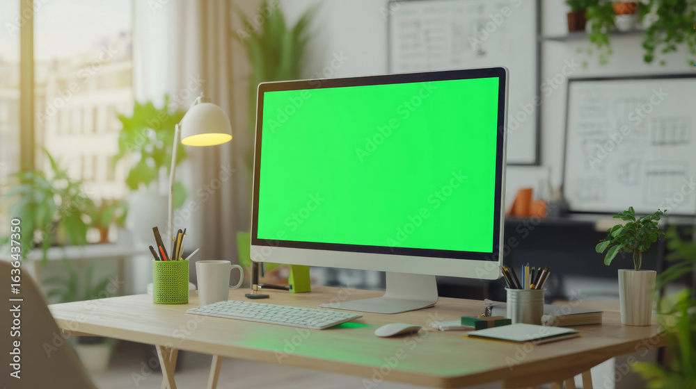 Fototapeta premium Home Office with Monitor Mockup