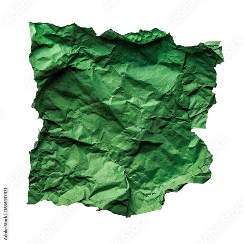 Crumpled Green Paper Texture Background