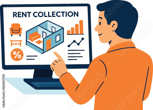 Property manager checking rent dashboard Illustration