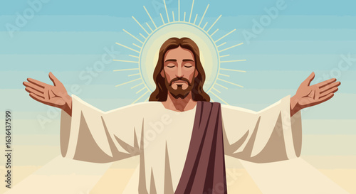 Jesus Christ with Open Arms and Radiant Light