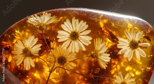 Preserved Daisies in Amber: A Timeless Natural Display