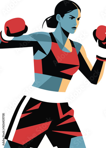 female boxer geometric Illustrator Artwork design template poster