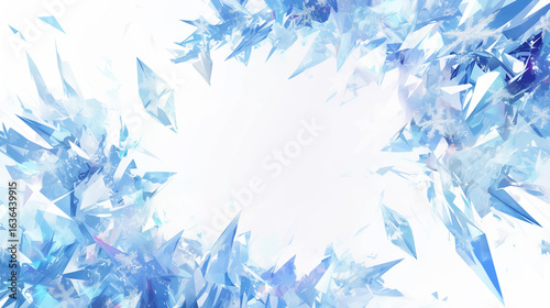 鋭く美しい氷の結晶が形作る、冬の抽象的なフレーム1