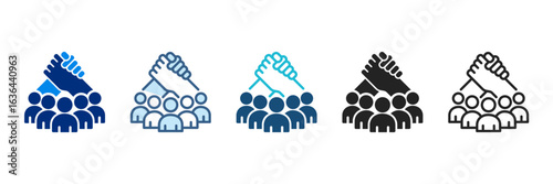 Support Team Icon Set Multiple Style Vector Illustration