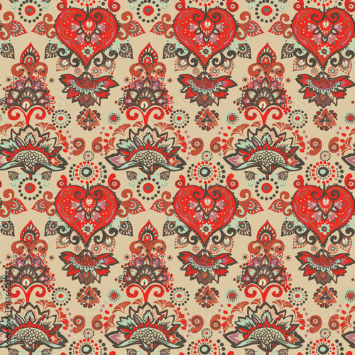 Vintage pattern for fabric "Oriental motifs" in the style of traditional prints. For textiles, wallpaper, packaging.