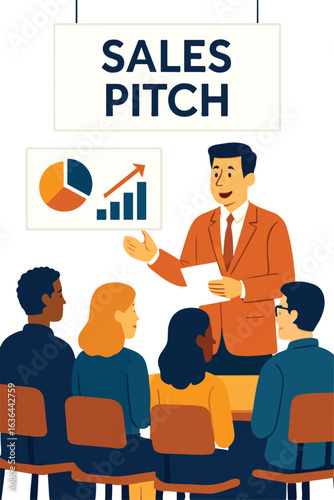 Sales pitch presentation to investors llustration