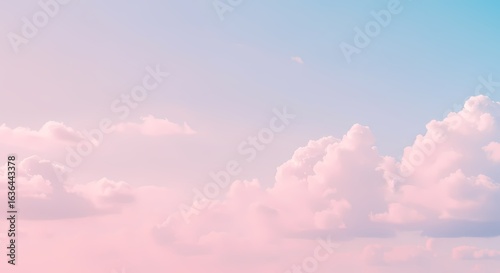 Pastel Pink and Blue Sky with Fluffy Clouds