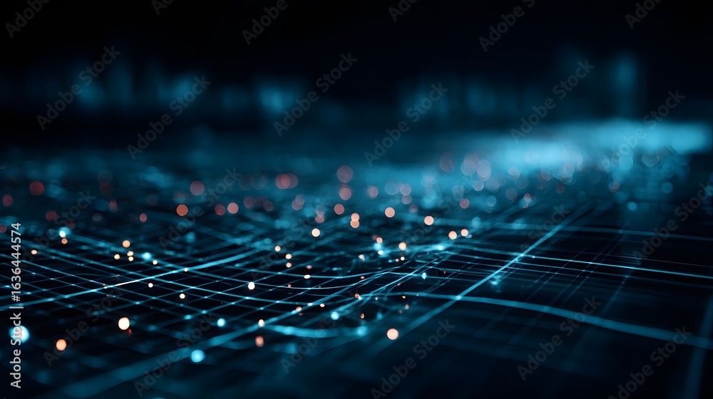 Obraz premium A digital network of interconnected points and lines.