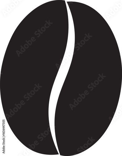 Minimalist Monochrome Coffee Bean Silhouette Icon - ミニマルなモノクロのコーヒー豆シルエットアイコン