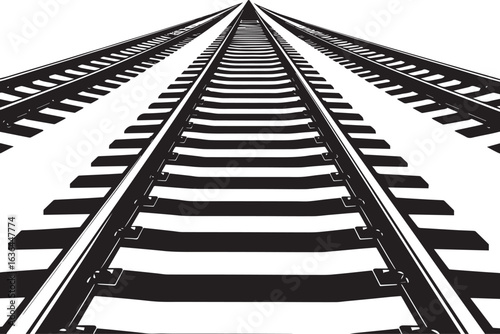 Rail Track Silhouette in Black | Train Railway Path Illustration