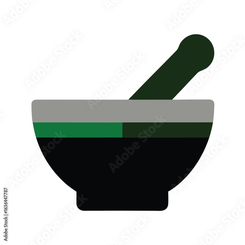 Photo of mortar and pestle isolated on white background, a tool for grinding ingredients in pharmacy, medicine, kitchen and laboratory