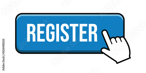 Register Button with Hand Cursor Design Invites User Interaction and Sign Up on Website or Application Interface