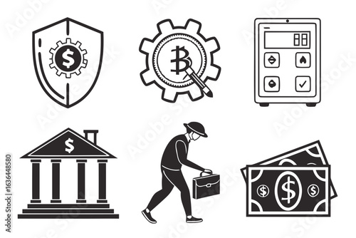 Finance and bitcoin icons