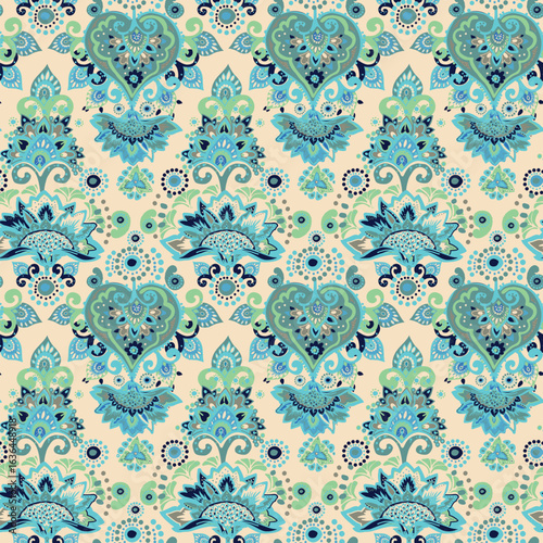 Vintage pattern for fabric "Oriental motifs" in the style of traditional prints. For textiles, wallpaper, packaging.
