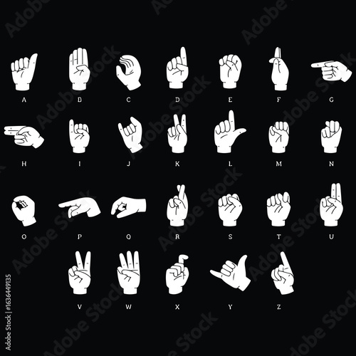Comprehensive Vector Illustration of the American Sign Language Alphabet for International Day of Sign Languages