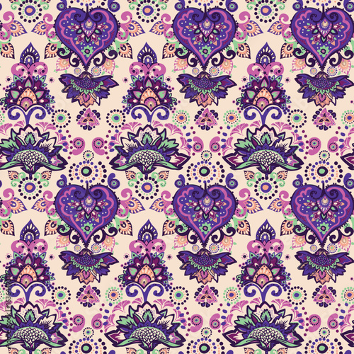 Vintage pattern for fabric "Oriental motifs" in the style of traditional prints. For textiles, wallpaper, packaging.