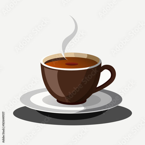 Minimalist Espresso Cup with Steam on White Background