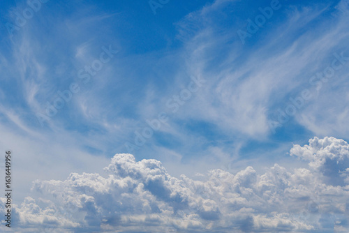 真夏の青い空と白い雲