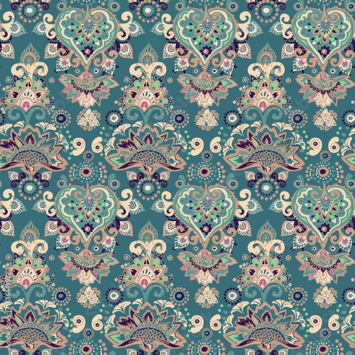 Vintage pattern for fabric "Oriental motifs" in the style of traditional prints. For textiles, wallpaper, packaging.
