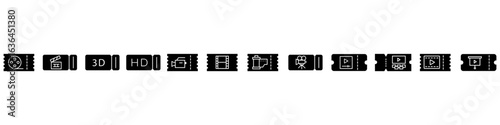 Cinema ticket vector icon set. cinema illustration sign collection. Ticket symbol. movie house logo.