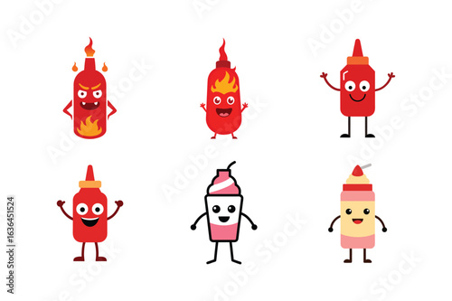 Charming and appealing food and beverage mascot logo collection in vector art Color Vector illustration  