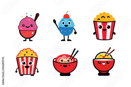Creative and bold food and beverage mascot logo pack for branding materials Color Vector illustration  
