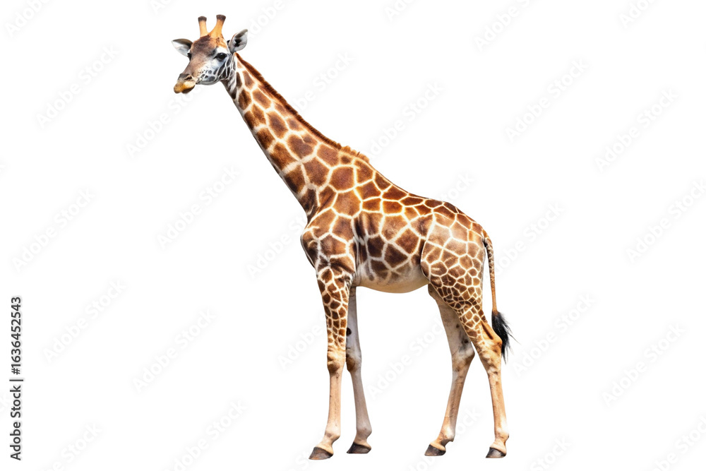 Fototapeta premium Giraffe with long neck on white background