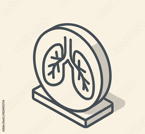 Anatomical model of lungs in simple line art design  
