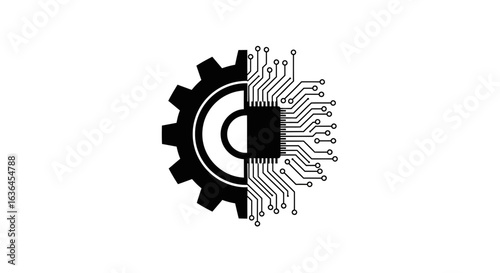 Hybrid Technology Gear and Circuit Board Icon