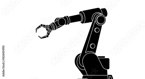 Extended Industrial Robotic Arm with Open Gripper