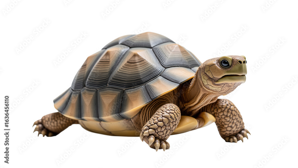 Fototapeta premium Realistic tortoise with textured shell and detailed features, showcasing its natural colors and patterns. tortoise appears calm and poised