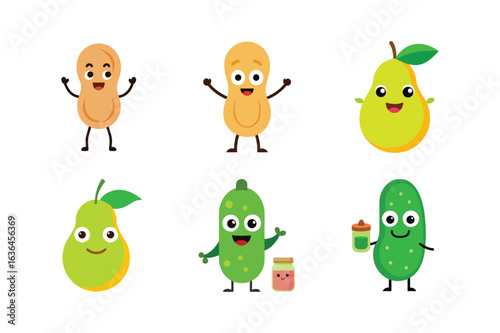 Unique and expressive food and beverage mascot logo set for promotional use Color Vector illustration  