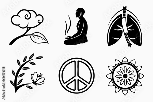 Zen and nature icons isolated on white background