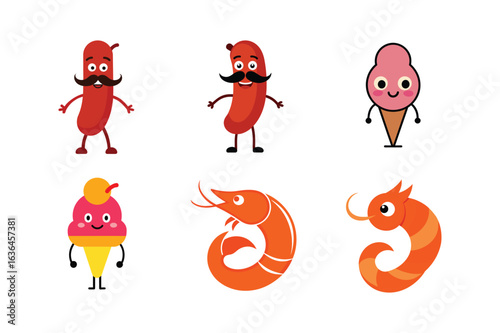Engaging food and beverage mascot logo pack in contemporary art direction Color Vector illustration  