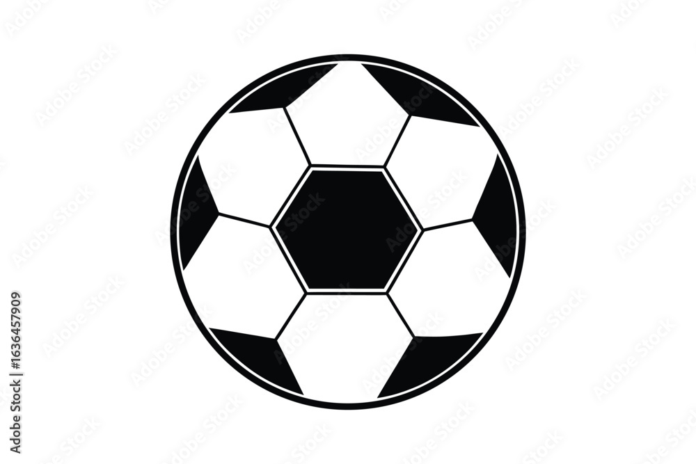 Obraz premium Classic Soccer Ball Icon with Hexagon and Pentagon Pattern Black and White Silhouette