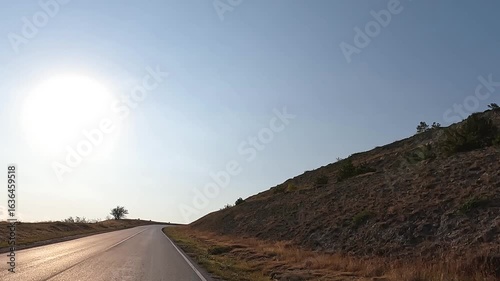 Driving car on a mountain road