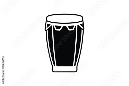 Isolated Conga Drum Illustration in Black and White Silhouette Style