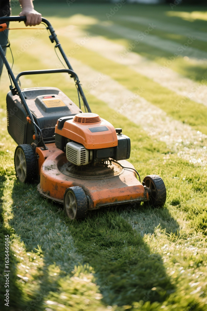 Obraz premium Lawn mower in a domestic garden