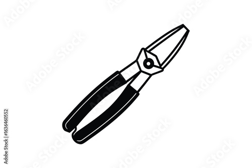 Pliers Tool Illustration in Black and White Silhouette Style